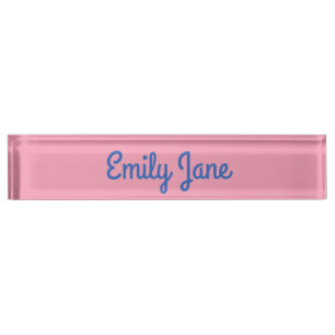 Cute Pink and Blue Custom Script Personalised Nameplate