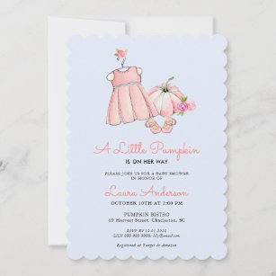 Cute Pink and Blue Girl Dress Baby shower Invitation