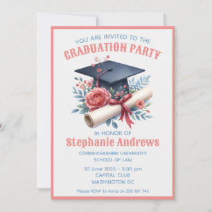Cute pink and blue Graduation Invitation