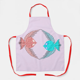 Cute Pink and Blue Love Birds Apron