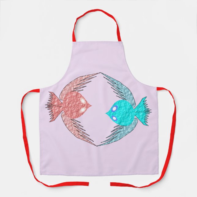 Cute Pink and Blue Love Birds Apron (Front)