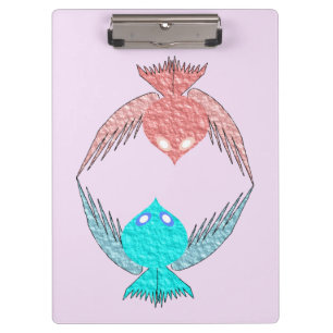 Cute Pink and Blue Love Birds Clipboard