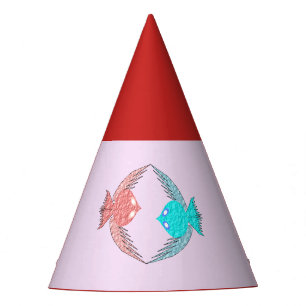 Cute Pink and Blue Love Birds Party Hat