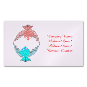 Cute Pink and Blue Love Birds Personalised Magnetic Business Card