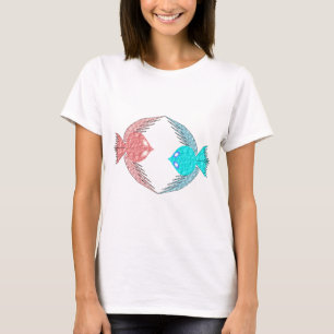 Cute Pink and Blue Love Birds T-Shirt