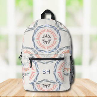 Cute Pink and Blue Monogram Initials Printed Backpack