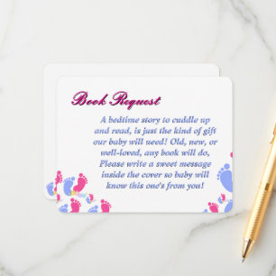 Cute Pink and Blue Pastel Baby Footprints Blocks Enclosure Card