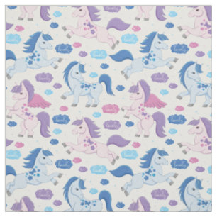 Cute pink and blue unicorns pattern Fabric