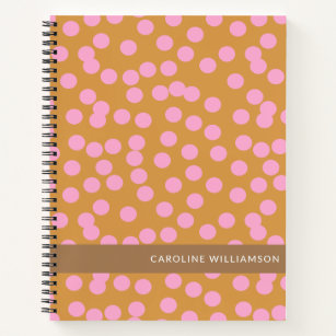 Cute Pink and Brown Abstract Dots Personalised  Notebook