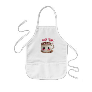 Cute Pink and Cream Watercolor Hot Cocoa Mug Kids Apron