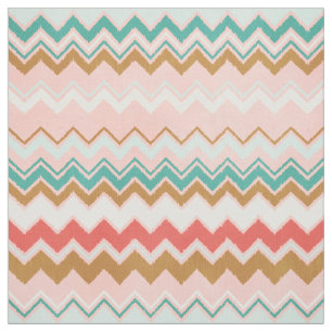 Cute pink and gold ikat chevron pattern fabric