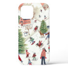 Cute pink and green Alpine lodge ski landscape Apr