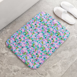 Cute Pink and Green Frogs and Lily Pads Girly Bath Mat