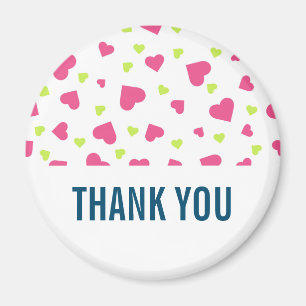 Cute Pink and Green Hearts Pattern Thank You Magnet