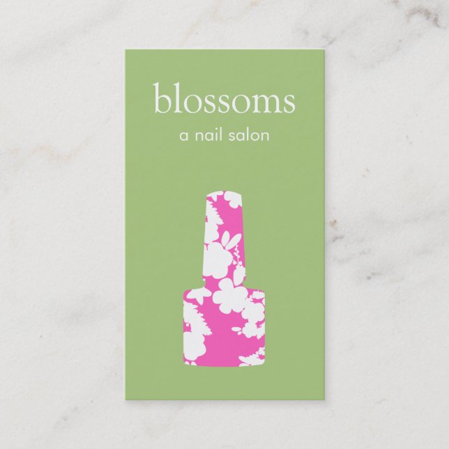 Cute Pink and Green Nail Salon Manicurist Business Card (Front)