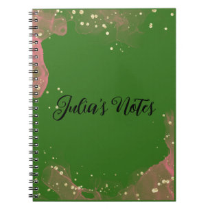 Cute Pink and Green Personal Name Stationery Notebook