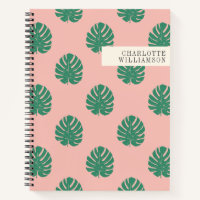 Cute Pink and Green Tropical Monstera Leaf Pattern