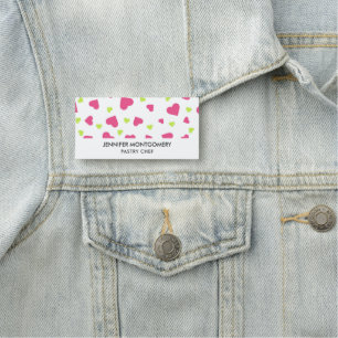 Cute Pink and Green Tumbling Hearts Pattern Name Tag