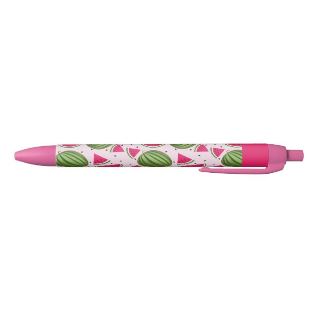 Cute pink and Green watermelon pattern Black Ink Pen (Bottom)