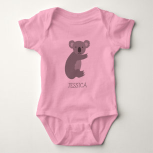 Cute pink and grey koala bear girls baby clothes bodysuit