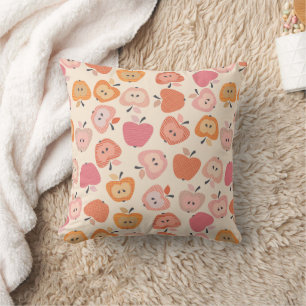 Cute pink and orange apple pattern cushion