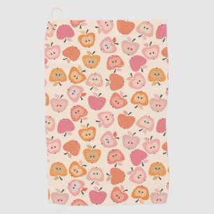 Cute pink and orange apple pattern golf towel