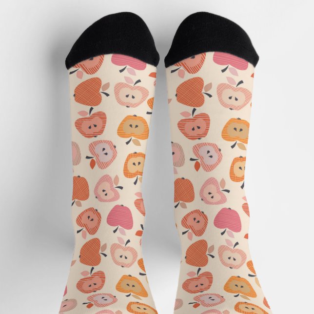 Cute pink and orange apple pattern socks (Top)