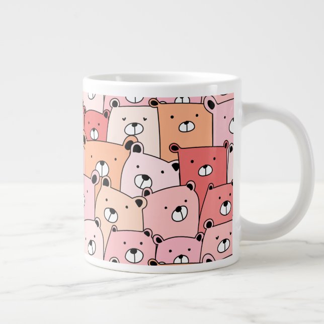 Cute Pink and Orange Bears Large Coffee Mug (Right)
