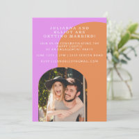 Cute Pink and Orange Retro Photo Engagement Party 