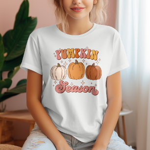 Cute Pink and Orange Retro Pumpkin Season  Tri-Blend Shirt