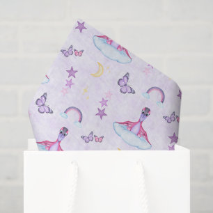 Cute Pink And Purple Girls Birthday Dinosaur Tissue Paper