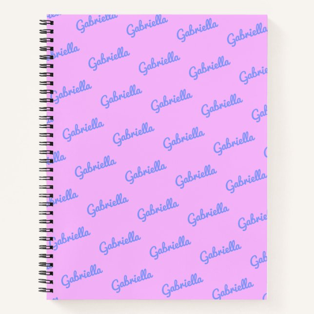 Cute Pink and Purple Personalised Script Name  Notebook (Front)