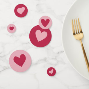 Cute Pink and Red Heart Doodles Confetti