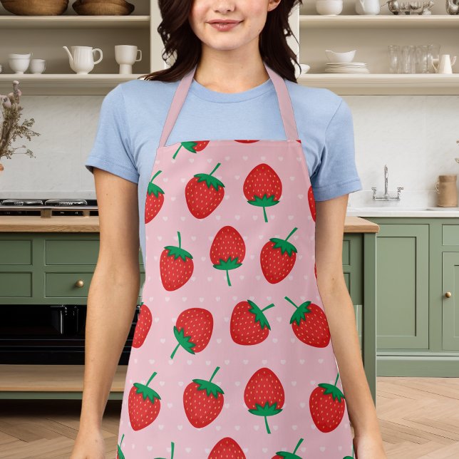Cute Pink And Red Summer Strawberry Apron (Creator Uploaded)