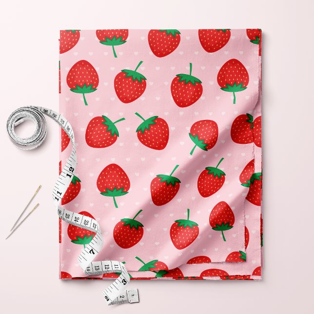 Cute Pink And Red Summer Strawberry Fabric (Creator Uploaded)