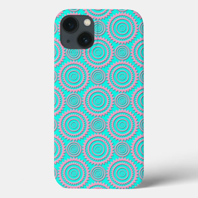 Cute Pink and Turquoise Geometric Pattern Case-Mate iPhone Case (Back)