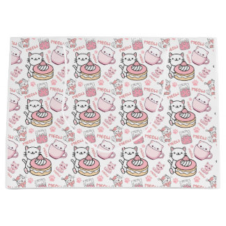 Cute Pink and White Cat Gift Bag