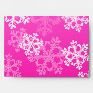 Cute pink and white Christmas snowflakes Envelopes