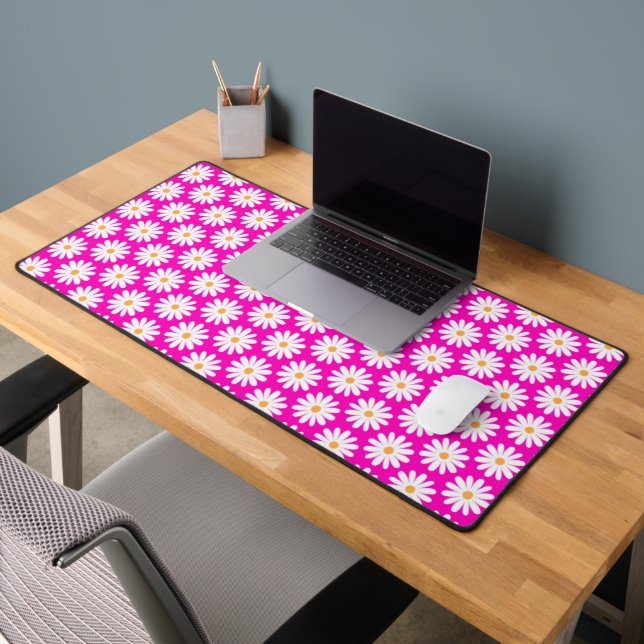 Cute Pink and White Daisy Flower   Desk Mat (Office 2)