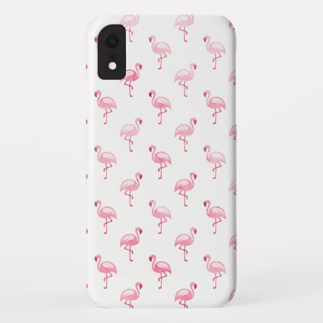 Cute Pink and White Flamingo Pattern Case-Mate iPhone Case (Back)
