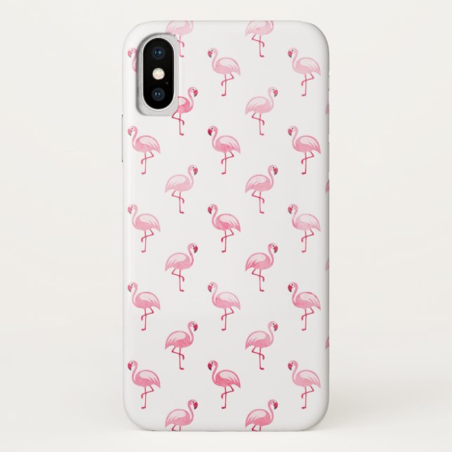 Cute Pink and White Flamingo Pattern Case-Mate iPhone Case (Back)