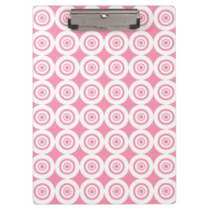 Cute Pink and White Geometric Pattern Circles Clipboard