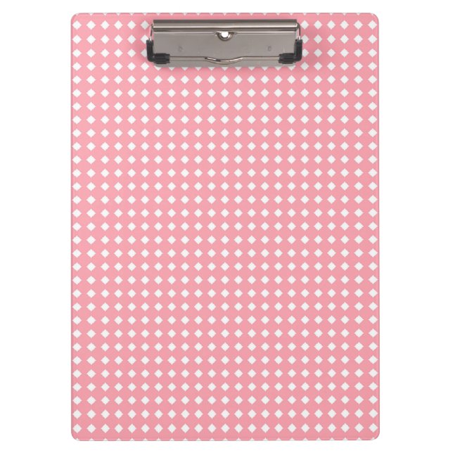 Cute Pink and White Geometric Pattern Clipboard (Front)