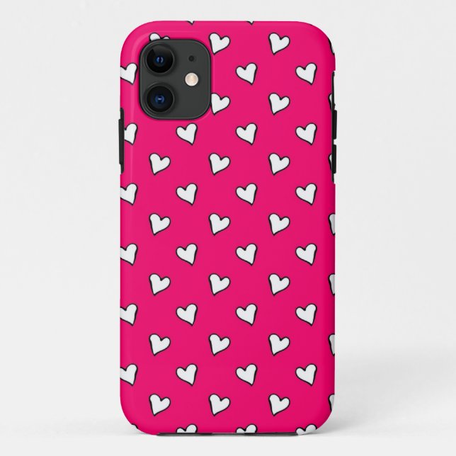 Cute Pink and White Heart Pattern Case-Mate iPhone Case (Back)