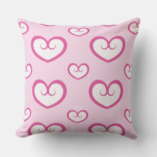 Cute Pink and White Heart Pattern Cushion