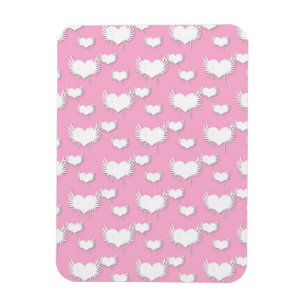Cute Pink and White Hearts with Wings Magnet