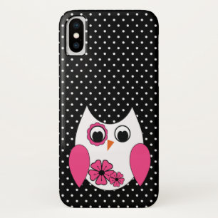 Cute Pink and White Owl Polka Dots Case-Mate iPhone Case
