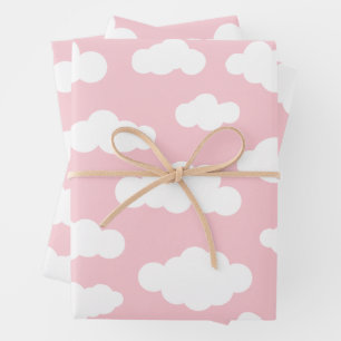 Cute Pink and White Pastel Clouds  Wrapping Paper Sheet
