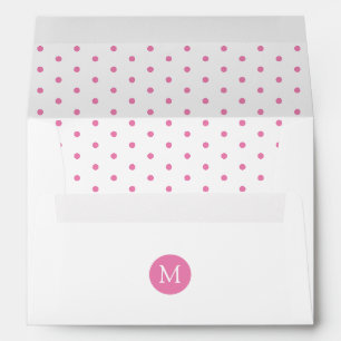 Cute Pink and White Polka Dot Monogram Envelope