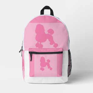 Cute Pink And White Poodle Printed Backpack